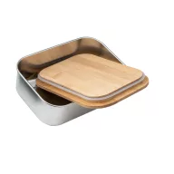   Caserola pentru pranz, Everestus, 22FEB0059, 800 ml, 165x115x52 mm, Otel, Bambus, Natur