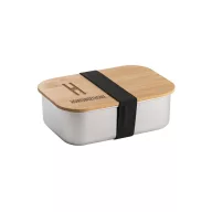   Caserola pentru pranz, Everestus, 22FEB0059, 800 ml, 165x115x52 mm, Otel, Bambus, Natur