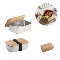   Caserola pentru pranz, Everestus, 22FEB0059, 800 ml, 165x115x52 mm, Otel, Bambus, Natur