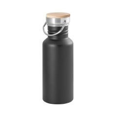   Sticla de apa sport, 540 ml, 2502E15309, Everestus, ⌀68 x 192 mm, Otel, Bambus, Negru