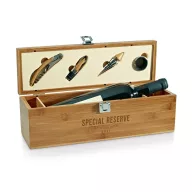   Set cutie si 4 accesorii vin, Everestus, WE, bambus si zinc, natur