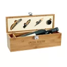 Set cutie si 4 accesorii vin, Everestus, WE, bambus si zinc, natur