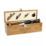   Set cutie si 4 accesorii vin, Everestus, WE, bambus si zinc, natur