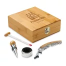 Set 4 accesorii vin, in cutie, Everestus, WE, bambus si zinc, natur
