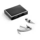 Set accesorii vin, tirbuson si dop, Everestus, AWE07, aliaj de zinc, argintiu satinat