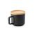Cana cu capac, Everestus, 18SEP2610, 250 ml,  Ø84x68 mm, Ceramica, Bambus, Negru