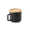 Cana cu capac, Everestus, 18SEP2610, 250 ml,  Ø84x68 mm, Ceramica, Bambus, Negru