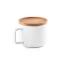 Cana cu capac, Everestus, 18SEP2609, 250 ml,  Ø84x68 mm, Ceramica, Bambus, Alb