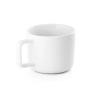   Cana cu capac, Everestus, 18SEP2609, 250 ml,  Ø84x68 mm, Ceramica, Bambus, Alb