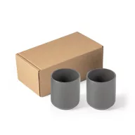   Set 2 cani, Everestus, 18SEP4155, 280 ml,  Ø74x85 mm, Ceramica, Gri