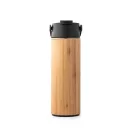 Termos, Everestus, 18SEP4255, 440 ml,  Ø70x222 mm, Bambus, Otel, Negru