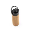 Termos, Everestus, 18SEP4255, 440 ml,  Ø70x222 mm, Bambus, Otel, Negru