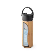   Termos, Everestus, 18SEP4255, 440 ml,  Ø70x222 mm, Bambus, Otel, Negru