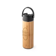   Termos, Everestus, 18SEP4255, 440 ml,  Ø70x222 mm, Bambus, Otel, Negru