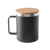   Cana de voiaj 420 ml, 2401E15224, Everestus, ø88x112 mm, Otel, Bambus, Negru