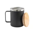 Cana de voiaj 420 ml, 2401E15224, Everestus, ø88x112 mm, Otel, Bambus, Negru