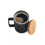   Cana de voiaj 420 ml, 2401E15224, Everestus, ø88x112 mm, Otel, Bambus, Negru