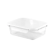   Caserola ermetica 1000 ml, 2502E14235, Everestus, 200 x 150 x 68 mm, Sticla, Alb