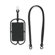   Suport card cu lanyard, 57x86x4 mm, Everestus, 20SEP1269, Silicon, Negru