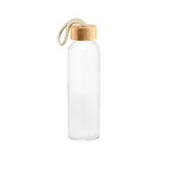   Sticla de apa, Everestus, 2610E18314, 520 ml, Cu maner, Ø63x215 mm, Sticla, Bambus, Natur