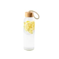   Sticla de apa, Everestus, 2610E18314, 520 ml, Cu maner, Ø63x215 mm, Sticla, Bambus, Natur