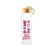   Sticla de apa, Everestus, 2610E18314, 520 ml, Cu maner, Ø63x215 mm, Sticla, Bambus, Natur