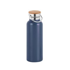   Sticla termos, 570 ml, 2502E16344, Everestus, ⌀70 x 220 mm, Otel, Bambus, Albastru marin