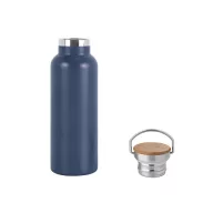   Sticla termos, 570 ml, 2502E16344, Everestus, ⌀70 x 220 mm, Otel, Bambus, Albastru marin
