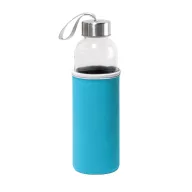Sports bottle, Glass and stainless steel, Light blue