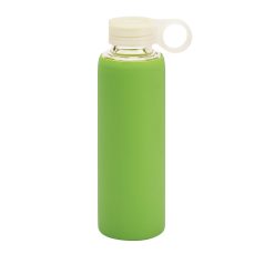   Sticla de apa sport 380 ml cu protectie din silicon, Everestus, 20FEB1083, Sticla, Verde