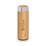   Termos 430 ml, perete dublu, cu infuzor, Everestus, TL, bambus si otel inoxidabil, natur
