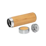   Termos 430 ml, perete dublu, cu infuzor, Everestus, TL, bambus si otel inoxidabil, natur