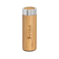   Termos 430 ml, perete dublu, cu infuzor, Everestus, TL, bambus si otel inoxidabil, natur