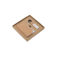   Set suport carti de vizita si breloc, 2509E15110, Everestus, 125x135x17 mm, Metal, Pluta, Natur