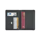 Husa de pasaport cu inchidere elastica si buzunare multiple, Everestus, 2610E18180, 110x150 mm, Poliuretan, Negru