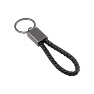   Breloc dreptunghiular cu snur impletit, Everestus, 2610E18118, 150x50x17 mm, Poliuretan, Poliester, Negru