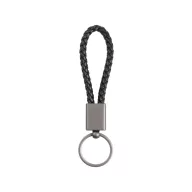   Breloc dreptunghiular cu snur impletit, Everestus, 2610E18118, 150x50x17 mm, Poliuretan, Poliester, Negru