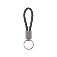   Breloc dreptunghiular cu snur impletit, Everestus, 2610E18118, 150x50x17 mm, Poliuretan, Poliester, Negru