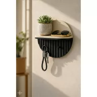   Breloc dreptunghiular cu snur impletit, Everestus, 2610E18118, 150x50x17 mm, Poliuretan, Poliester, Negru
