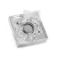 Lumanare cu motive de Craciun, 123x123x30 mm, Everestus, 20SEP0659, Sticla, Argintiu