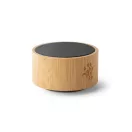 Boxa portabila cu microfon, Everestus, 42FEB231528, Ø74x42 mm, Bambus, ABS, Natur