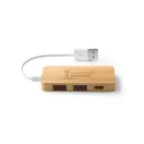 Hub usb, Everestus, 42FEB230398, 78x38x11 mm, Bambus, Natur