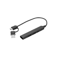   Hub usb 4 porturi, Everestus, 2610E17692, 30x145x20 mm, Plastic, Negru