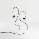 VIBRATION. Earphones, Metal. ABS, Silver