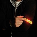 Banderola reflectorizanta cu 4 LED-uri rosii, functie flash si velcro, Everestus, 20FEB0431, Poliester, Galben