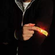   Banderola reflectorizanta cu 4 LED-uri rosii, functie flash si velcro, Everestus, 20FEB0431, Poliester, Galben