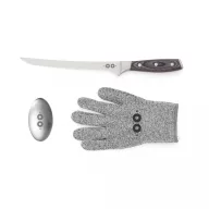   Set cutit fillet cu manusa, Vinga, 42FEB232046, 3x33x1 cm, Otel, Argintiu