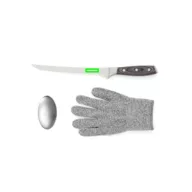   Set cutit fillet cu manusa, Vinga, 42FEB232046, 3x33x1 cm, Otel, Argintiu