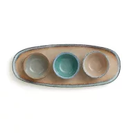   Set 3 boluri pentru servire, 2401E16657, Vinga, 37x15x7 cm, Gresie, Alb