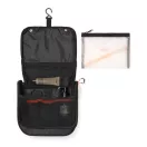 Geanta de cosmetice, Nordic Drift, 2610E19120, Compartimentata, Cu agatatoare, Cu maner, 21x8x22 cm, rPET, Negru